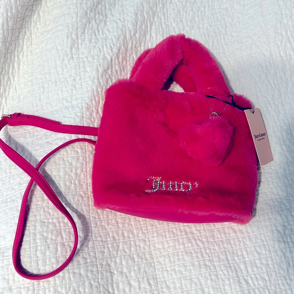 Juicy Couture pink snap closure fuzzy bag